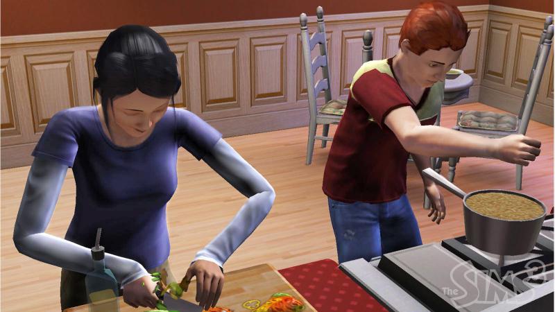 Die Sims beim Kochen.